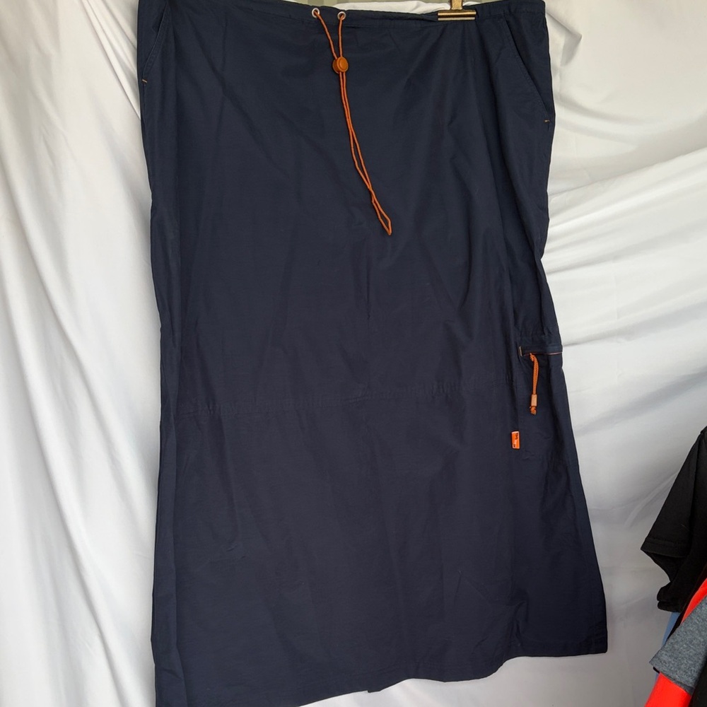 Un Deux Trois Navy Maxi Skirt with Orange Drawstring